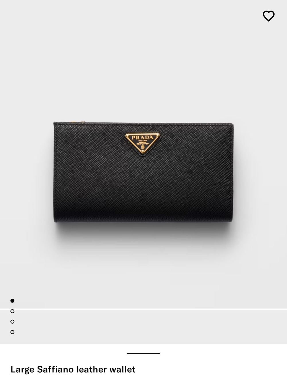 Prada Black Saffiano Leather Continental Wallet with Gold Logo